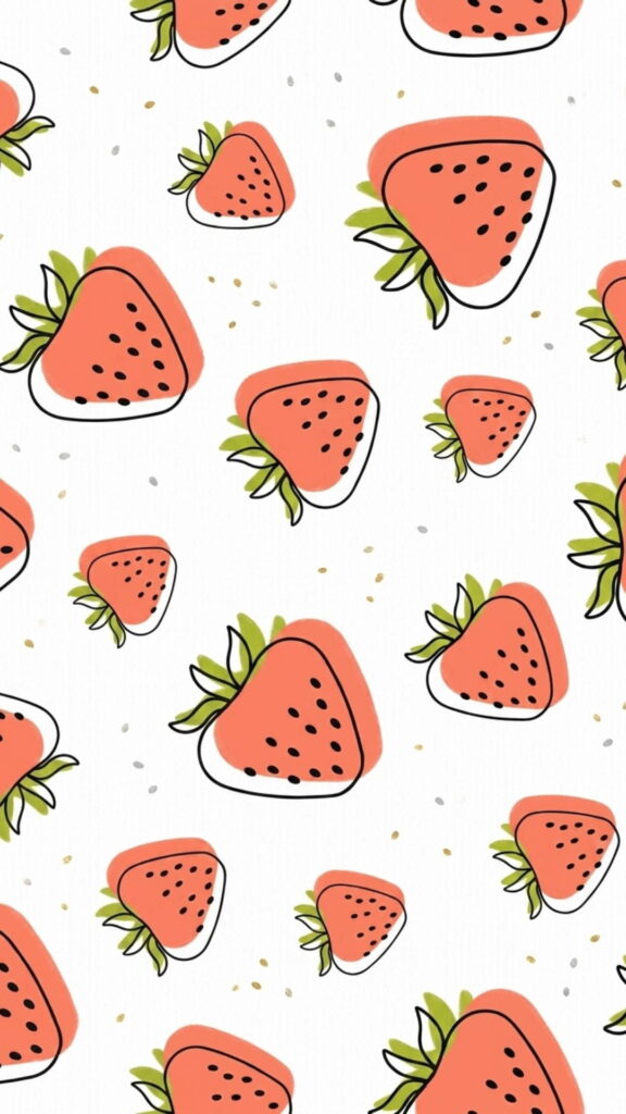 A repeating pattern of red strawberries