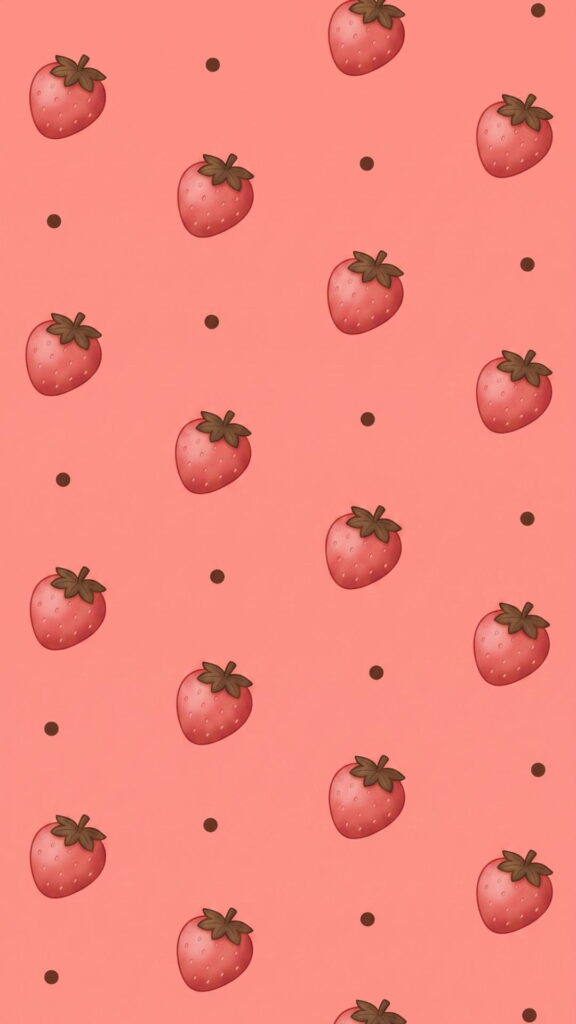 A repeating pattern of strawberries on a soft pink background