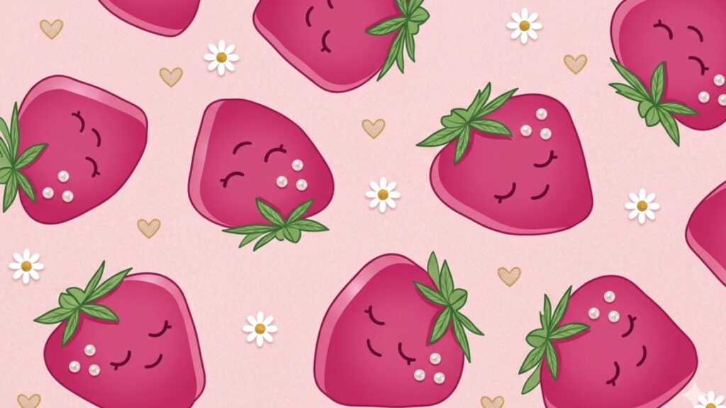cute pink strawberry wallpaper
