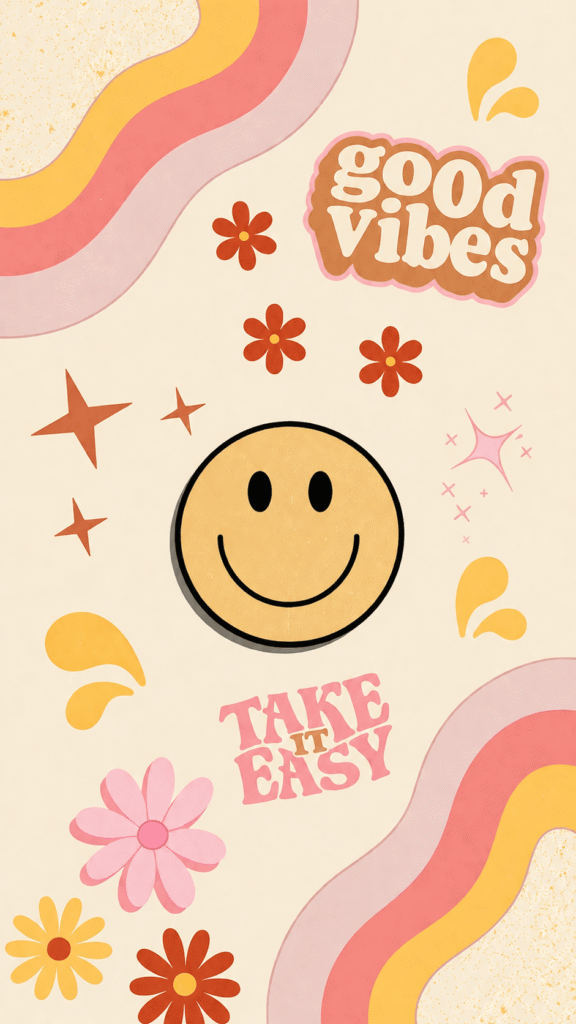 A smiley face graphic accompanied by the text Good Vibes