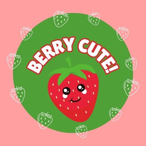 A vibrant strawbury sticker with a whimsical design