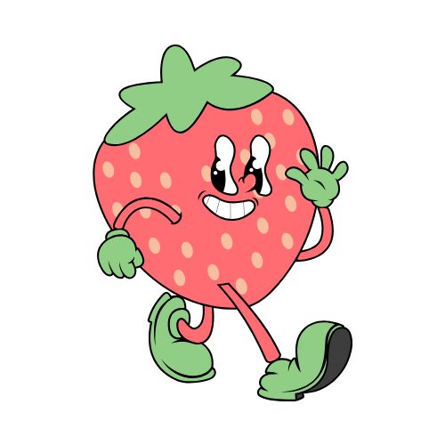 Cartoon strawberry character running
