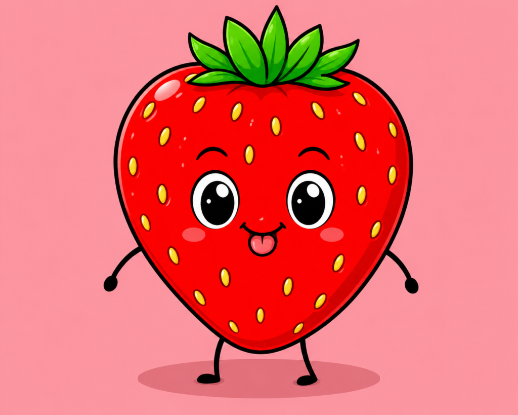 Kawaii strawberry mascot character