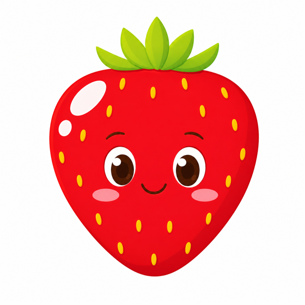Kawaii strawberry with a cheerful face
