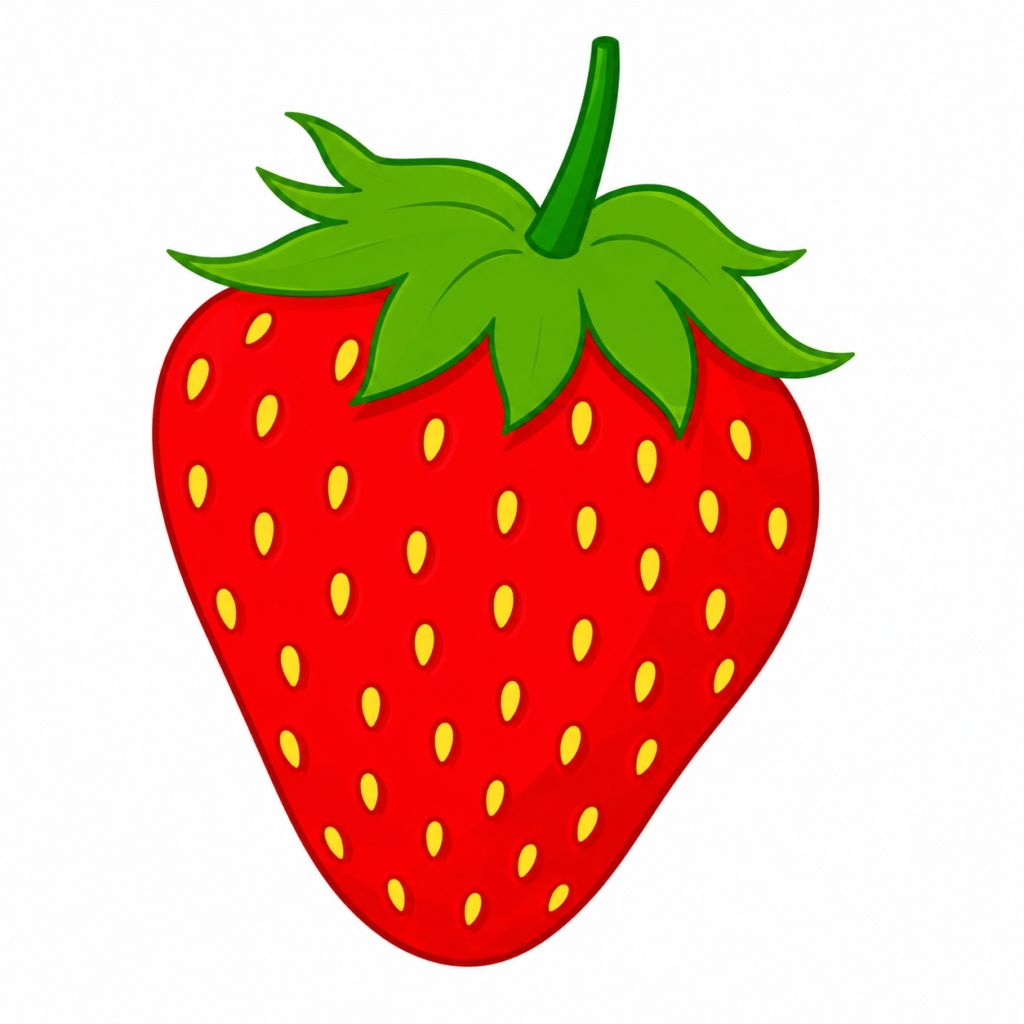 Stylised strawberry illustration on white