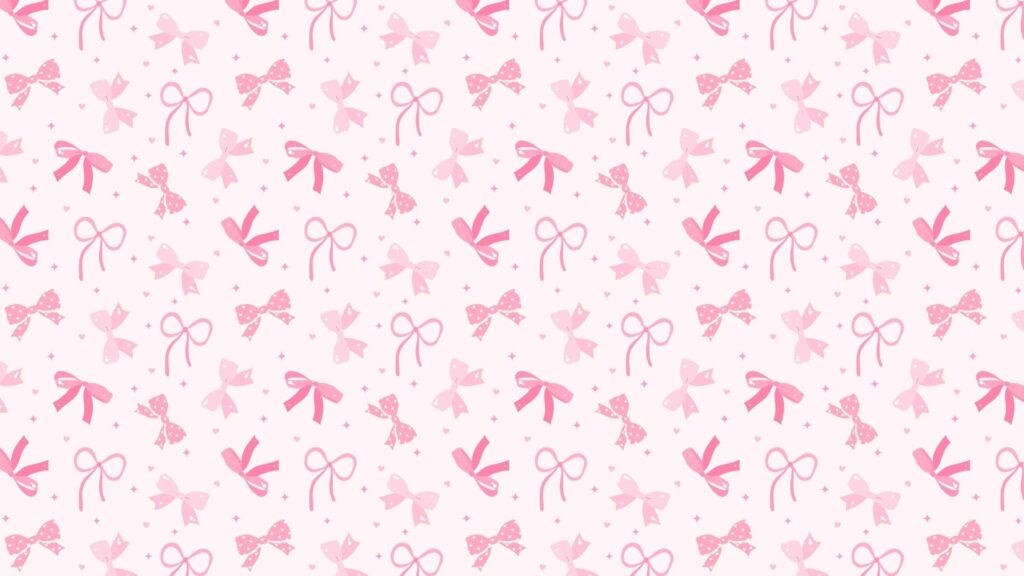 Minimalist pattern of small silk bows forming a pink coquette wallpaper