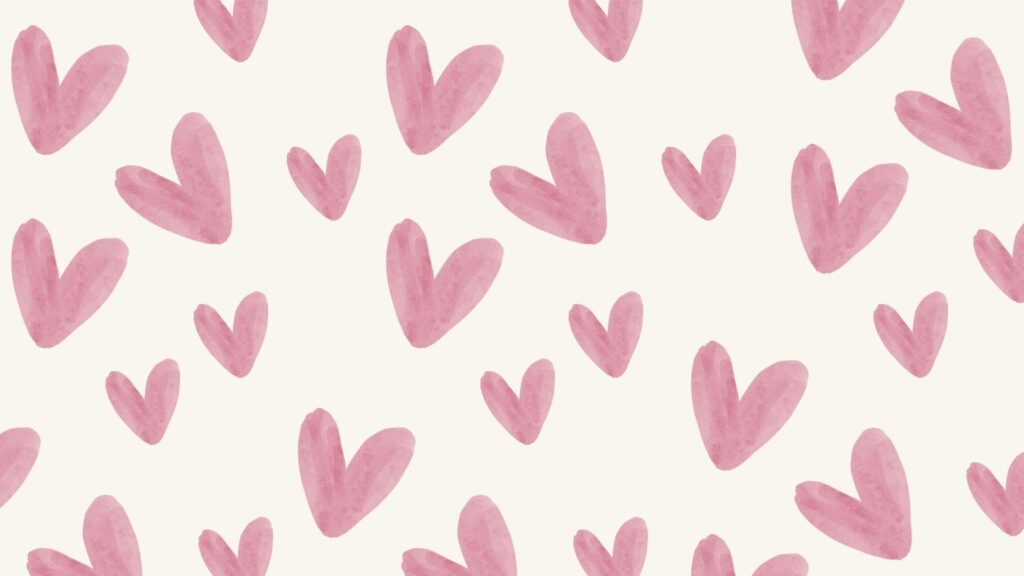 Fluffy pink heart-shaped clouds in a soft sky pink coquette wallpaper