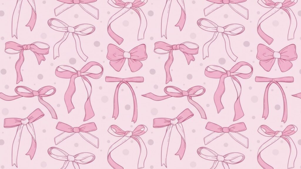 Sweet silk ribbons and hand-tied bows pink coquette wallpaper