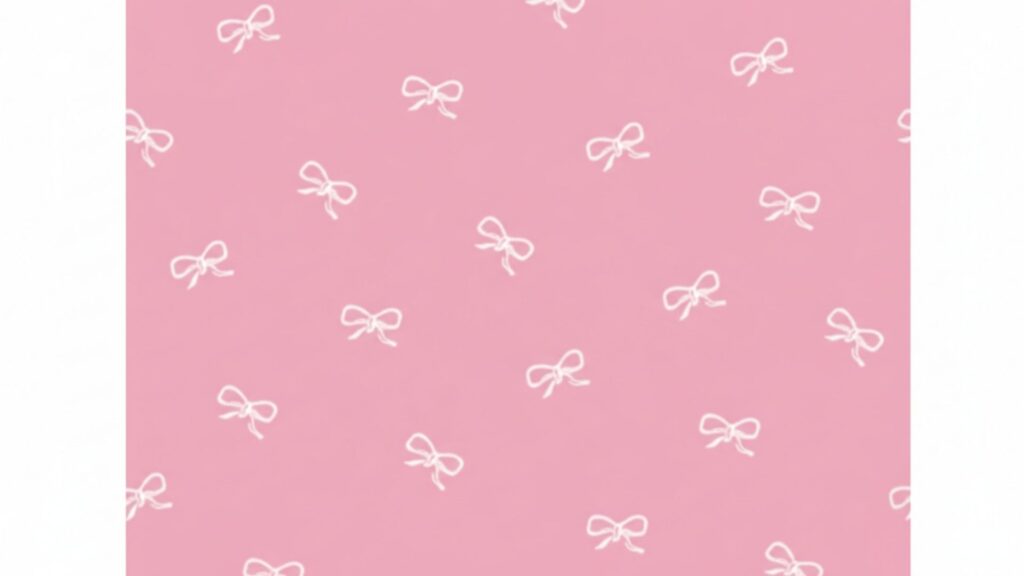Dainty white ribbons and silk bows for a pink coquette wallpaper.