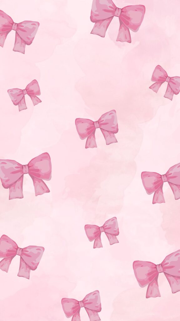 Several delicate pink ribbons fluttering across a soft pink background, pink coquette wallpaper.