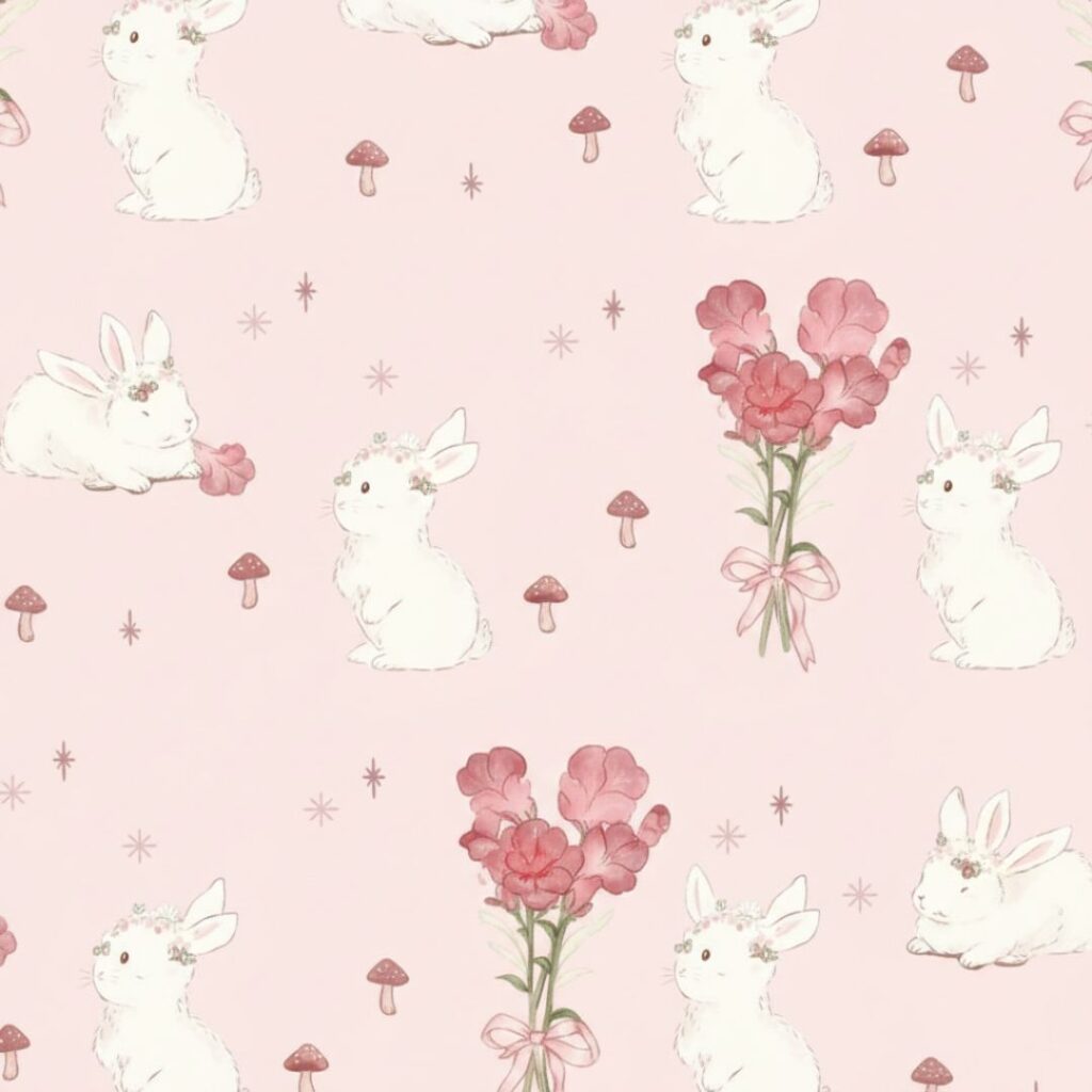 Shabby chic pink roses tied with satin bows pink coquette wallpaper.