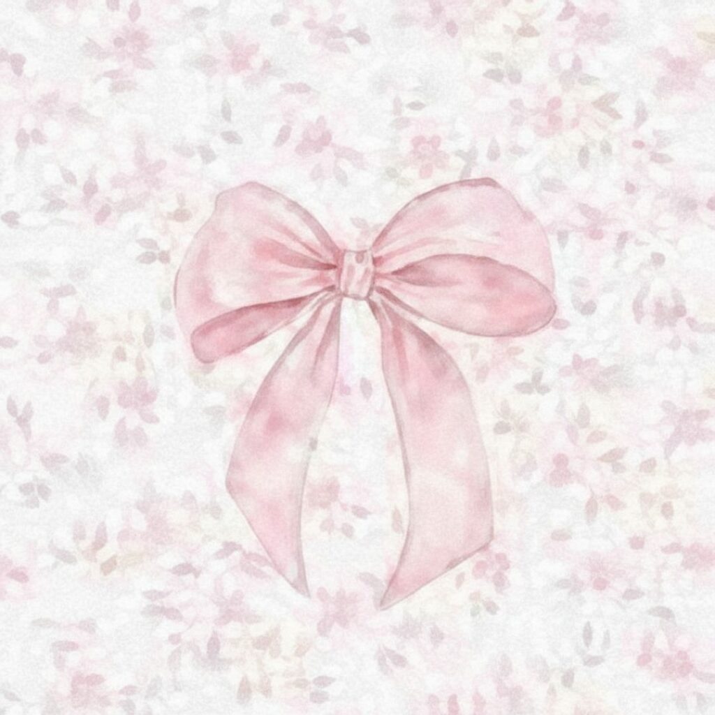 A delicate silk ribbon tied in a soft bow, pink coquette wallpaper
