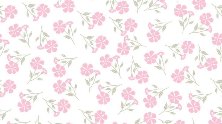 Delicate pink floral pattern with light green stems on white background pink wallpaper