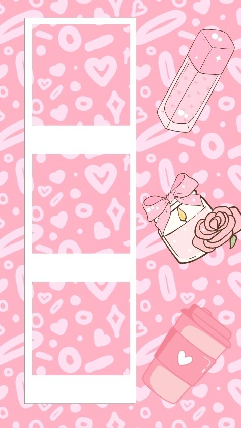 Pink sky with fluffy white clouds and a large crescent moon pink wallpaper