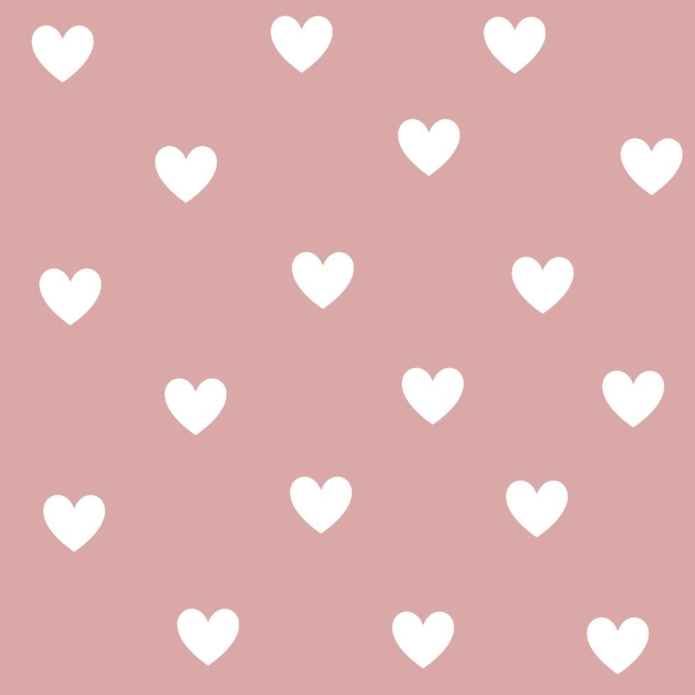 Minimalist pattern of white hearts on a dusty rose background pink wallpaper