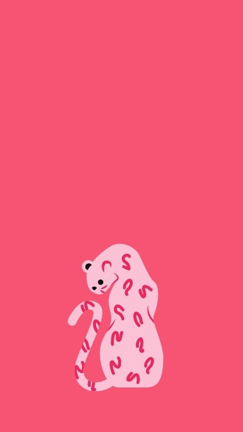 Minimalist pink cheetah illustration on a solid rose background preppy wallpaper