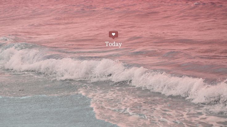 Pink ocean waves with a "Today" notification bubble and heart, preppy wallpaper.