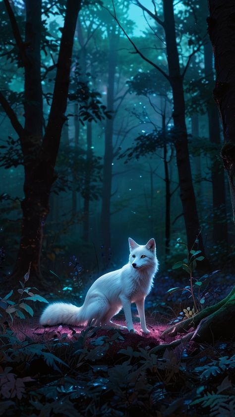 ethereal Cute Kitsune Wallpaper