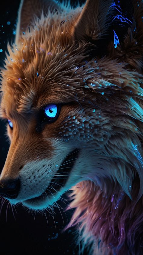 glowing blue eyes Cute Kitsune Wallpaper