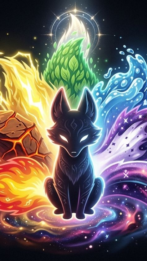 elemental mythical Cute Kitsune Wallpaper