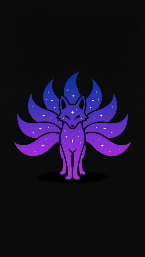 purple starry cute Kitsune Wallpaper
