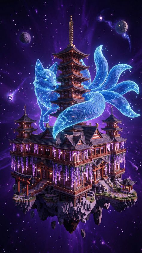 spirit floating Cute Kitsune Wallpaper