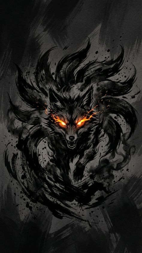 dark glowing eyes Cute Kitsune Wallpaper