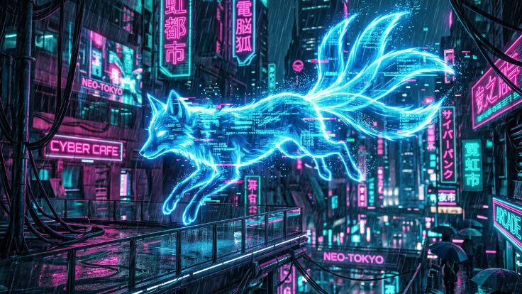 digital cute kitsune wallpaper