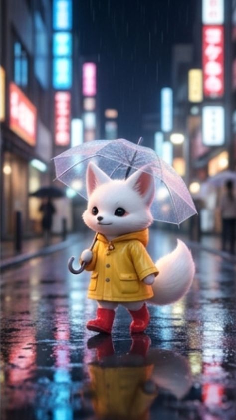 white Cute Kitsune Wallpaper