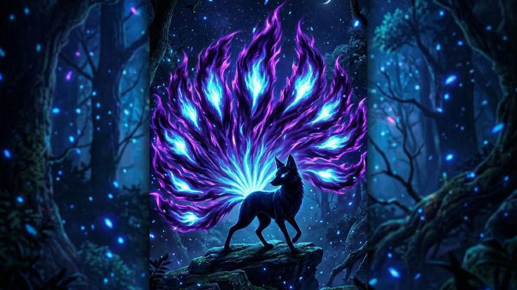 dark fire Cute Kitsune Wallpaper