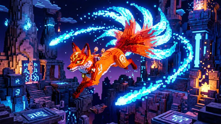 ancient ruins Cute Kitsune Wallpaper