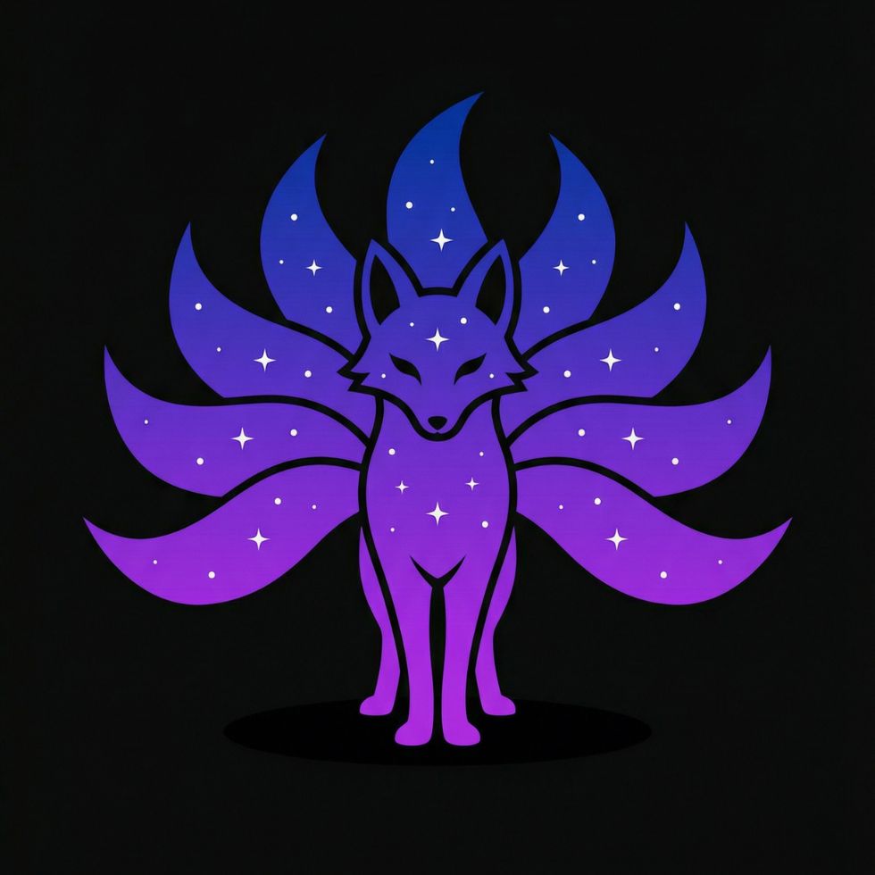 starry purple graphic Cute Kitsune Wallpaper
