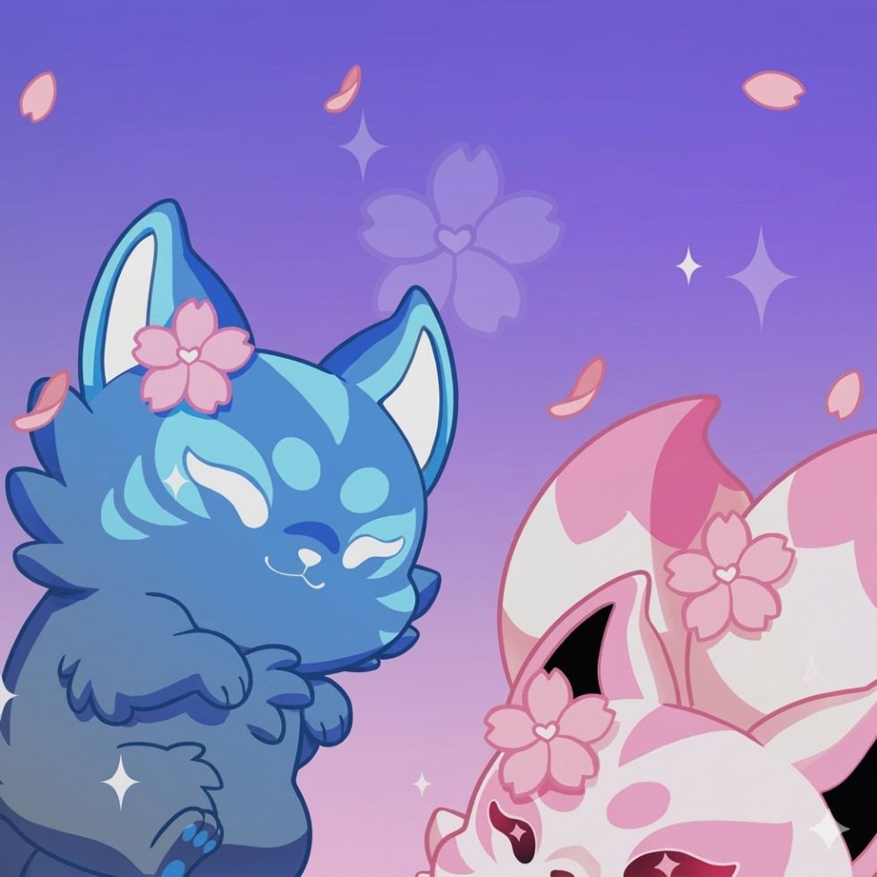 chibi pink Cute Kitsune Wallpaper