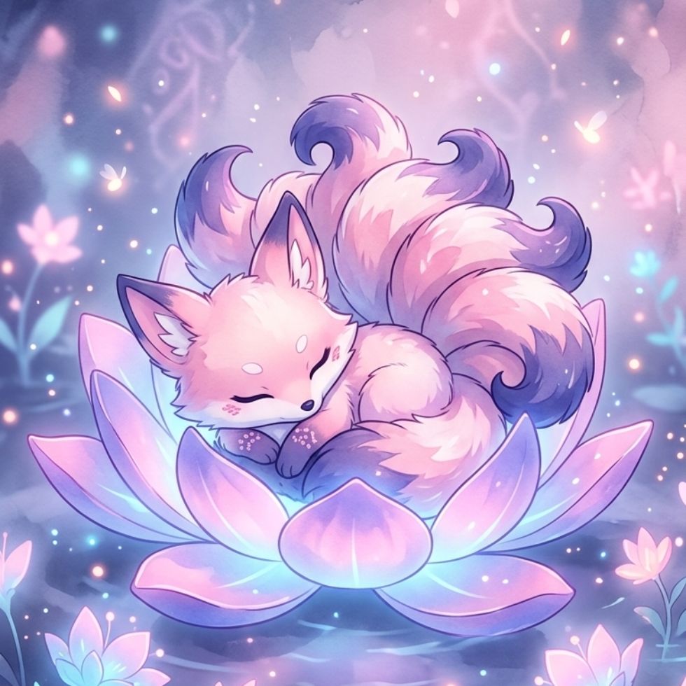 sleeping chibi kitsune Cute Kitsune Wallpaper