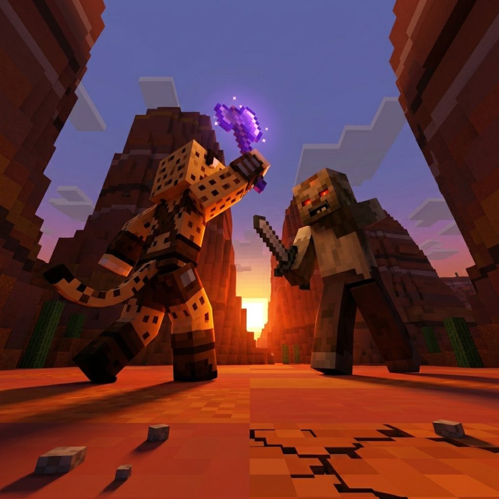 Minecraft leopard warrior battling zombie leopard fruit picture