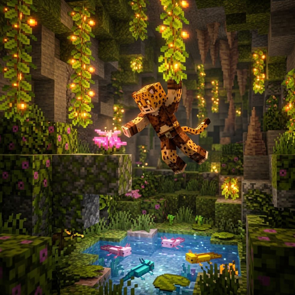 Leopard lush cave swing leopard fruit picture