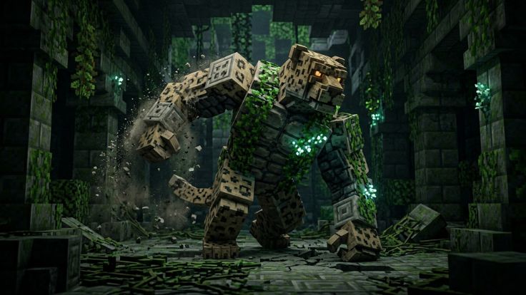 Blocky jungle stone leopard golem leopard fruit picture