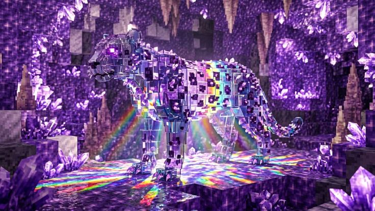 Rainbow crystal leopard in cave leopard fruit picture