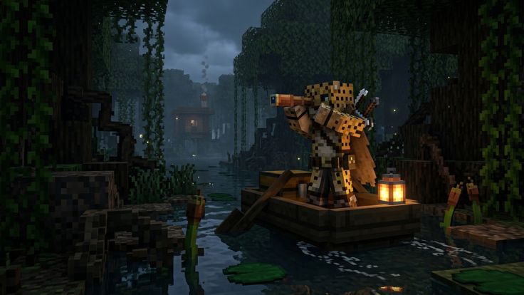 Minecraft leopard character on boat leopard fruit picture