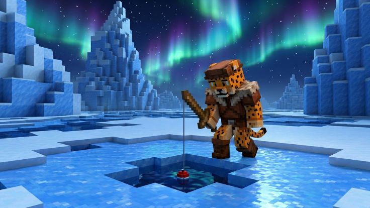Leopard character ice fishing leopard fruit picture