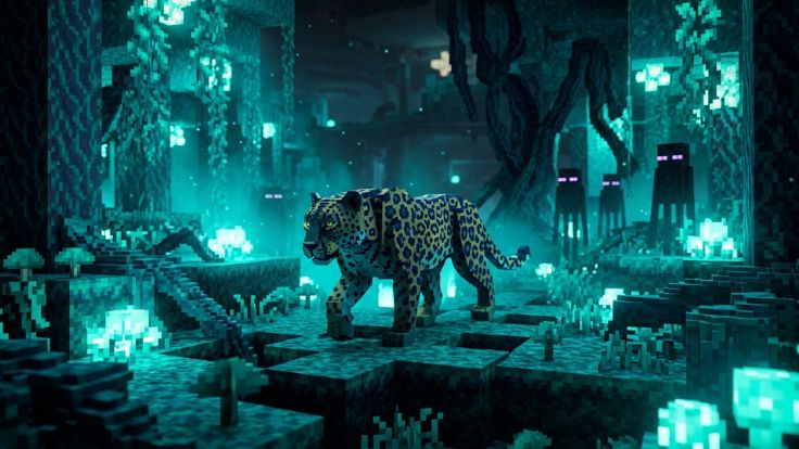 Leopard walking through warped forest leopard fruit picture