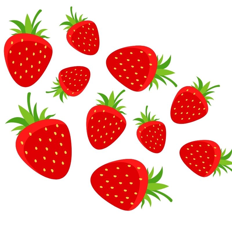 A cluster of fresh strawberries displayed on a clean white background
