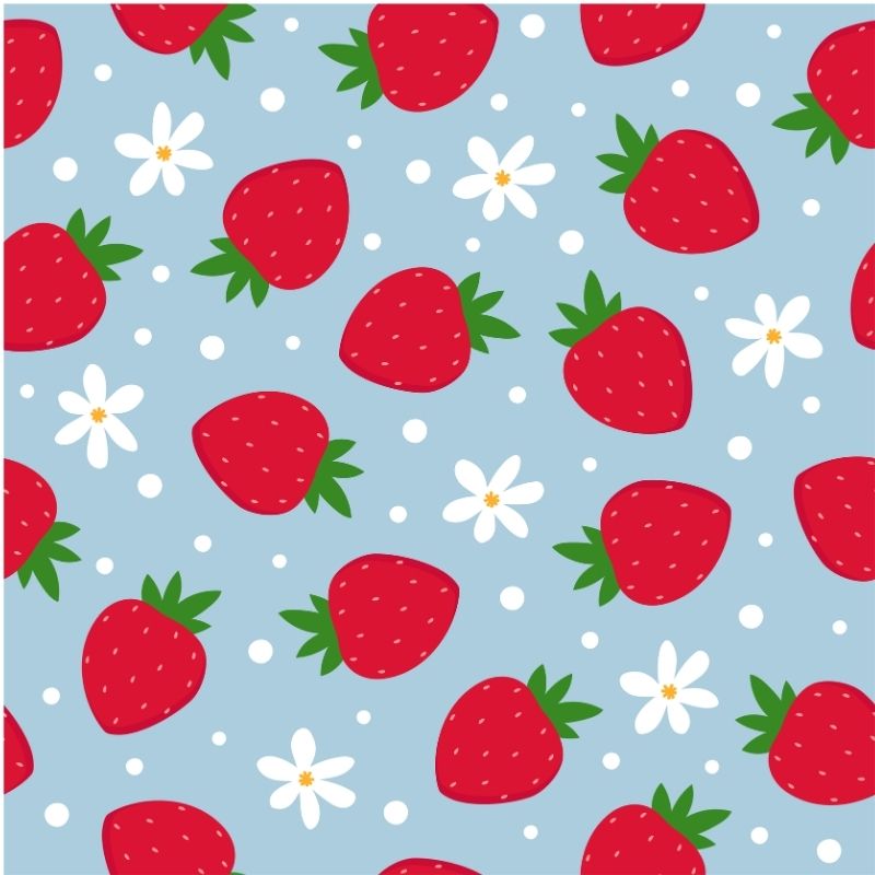 A decorative design showcasing red strawberries