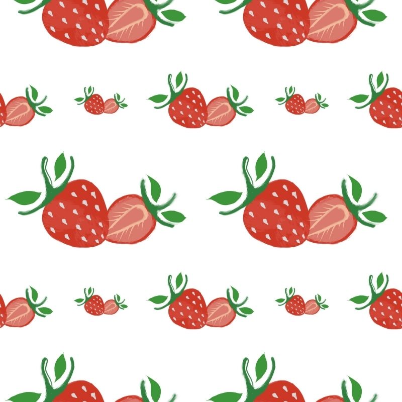 A repeating design featuring coquette strawberries