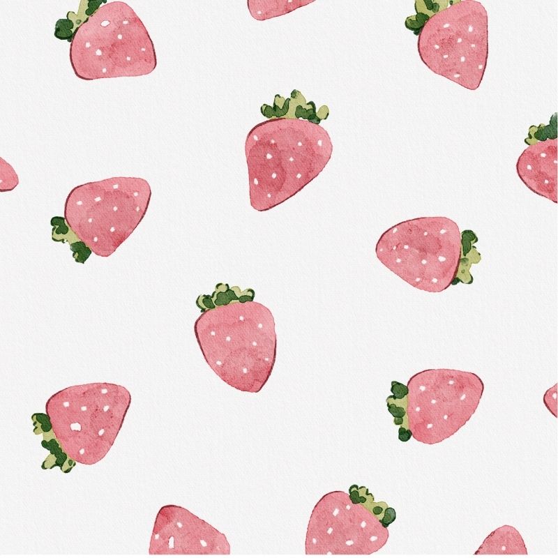 A repeating pattern of red strawberries on a clean white background