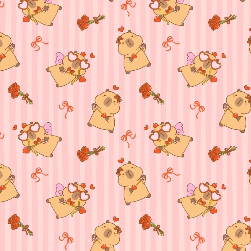 A whimsical wallpaper pattern featuring coquette strawberries