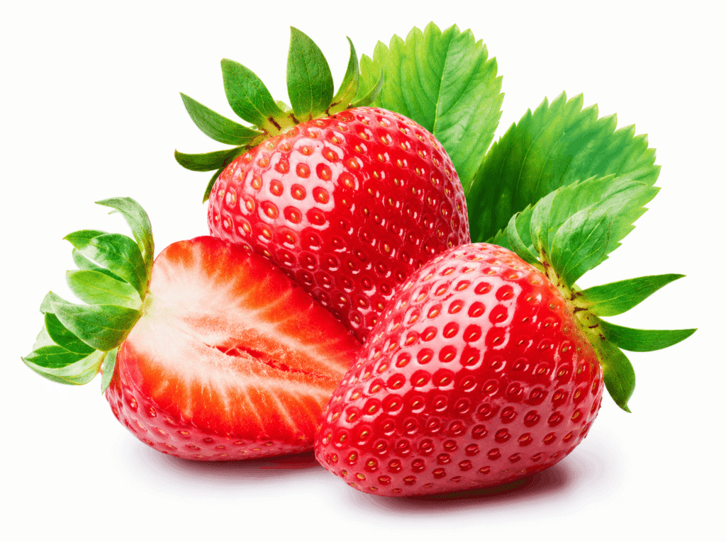 Fresh strawberries on a white background