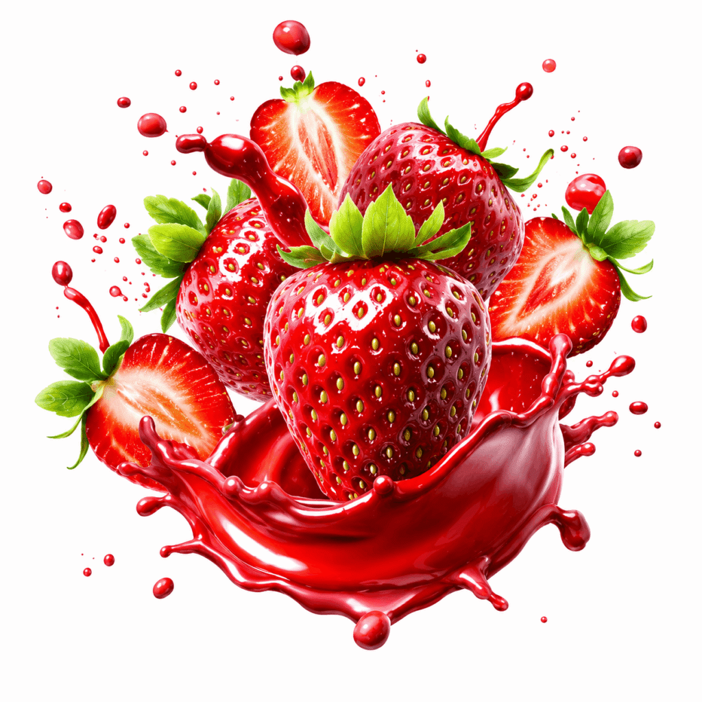 Juicy strawberry splash in motion