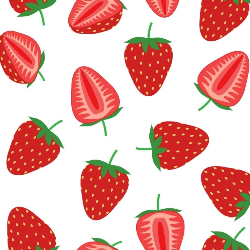 Seamless pattern of coquette strawberries