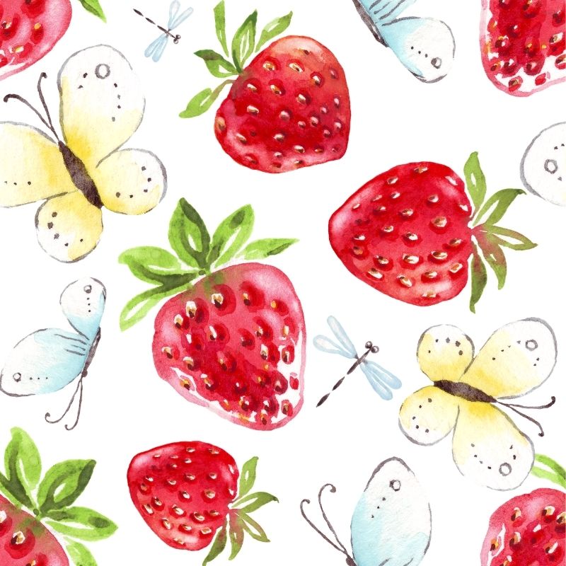 Several ripe strawberries arranged on a white background